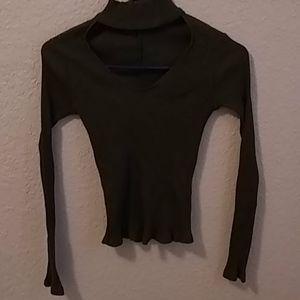 Olive Green Petite Long Sleeve Shirt